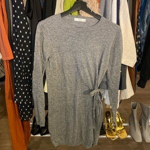 Mango Small Grey Dress With Belt Detailed